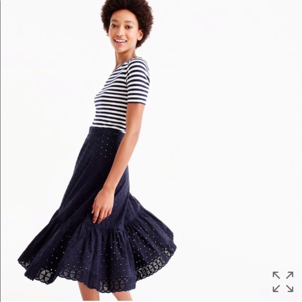 J Crew tiered eyelet poplin skirt - size 6